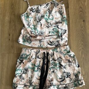 Victoria's Secret Tropical Print Satin Pajama Set